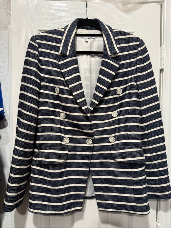 Donna Degnan Jackets & Blazers - Double-Breasted Navy & White Striped Blazer - Sz 10